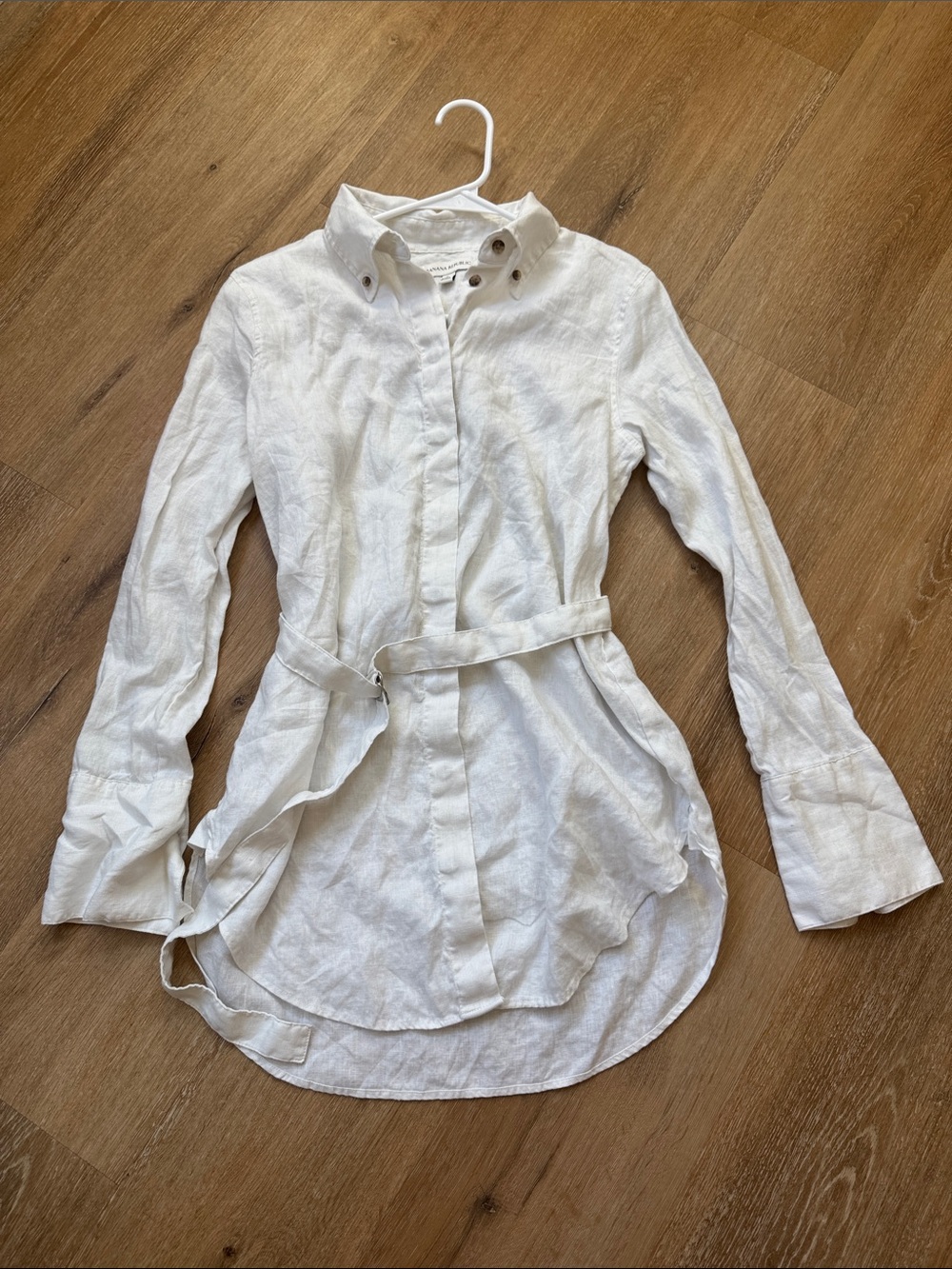 Banana Republic 100% Linen Belted Shirt – Ivory – Size S